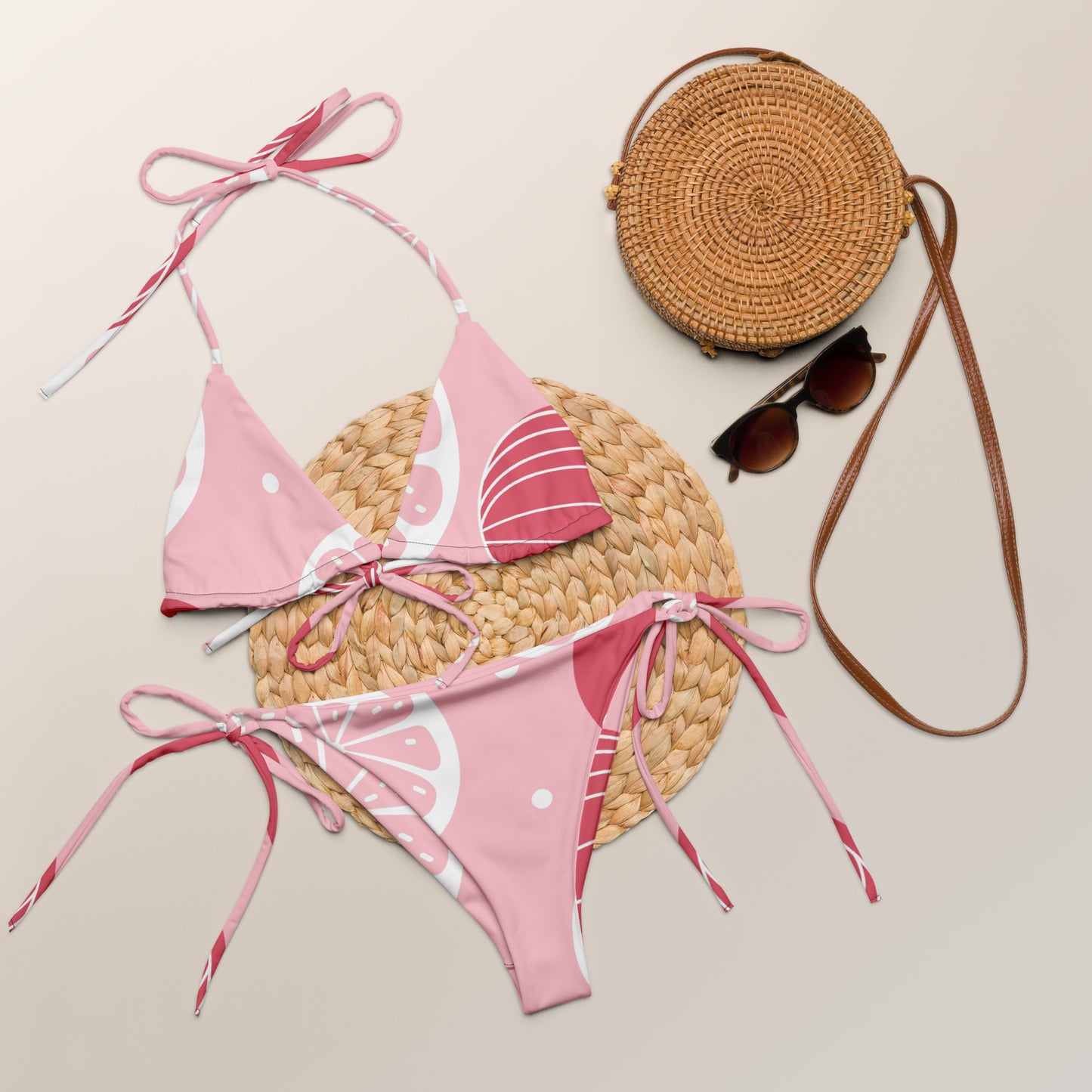Pink grapefruit string bikini